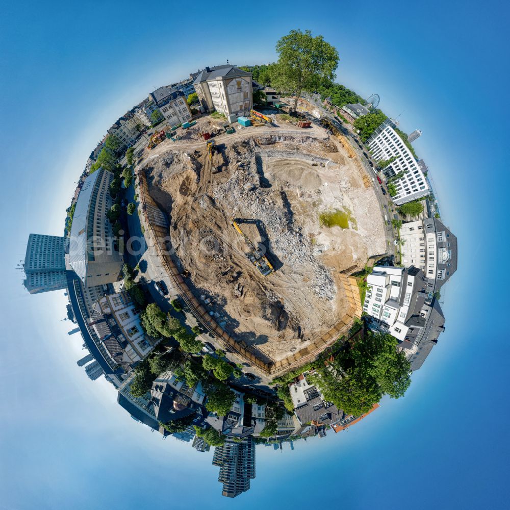 Köln from above - Fisheye perspective construction site for the new residential and commercial building CAMPUS I - RHEINZEIT on street Oppenheimstrasse in the district Riehl in Cologne in the state North Rhine-Westphalia, Germany