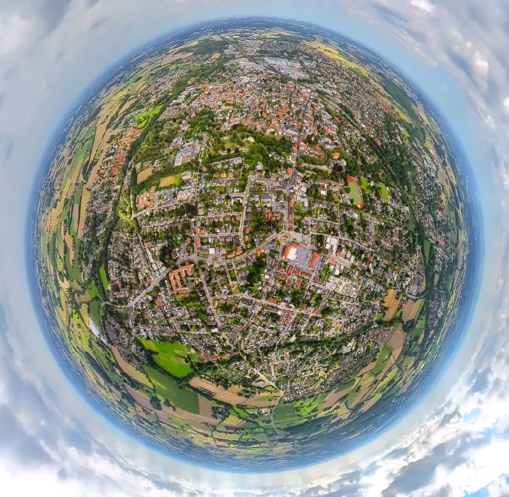 Aerial photograph Ahlen - Fisheye perspective city view of the city area of in Ahlen in the state North Rhine-Westphalia, Germany