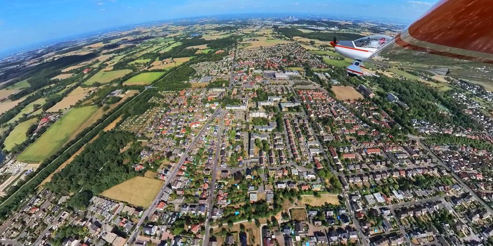 Aerial image Hamm - Fisheye perspective city view on down town in the district Norddinker in Hamm at Ruhrgebiet in the state North Rhine-Westphalia, Germany