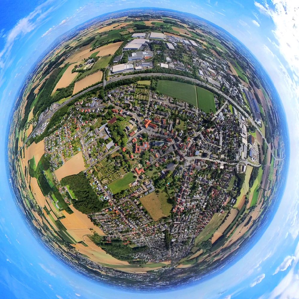 Hamm from above - Fisheye perspective the city center in the downtown area in the district Rhynern in Hamm at Ruhrgebiet in the state North Rhine-Westphalia, Germany