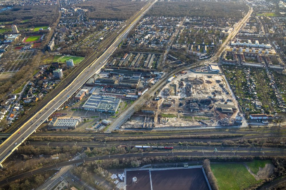 Aerial photograph Duisburg - Areas - demolition and unsealing work on former RHI Didier factory in the district Wanheimerort in Duisburg at Ruhrgebiet in the state North Rhine-Westphalia, Germany