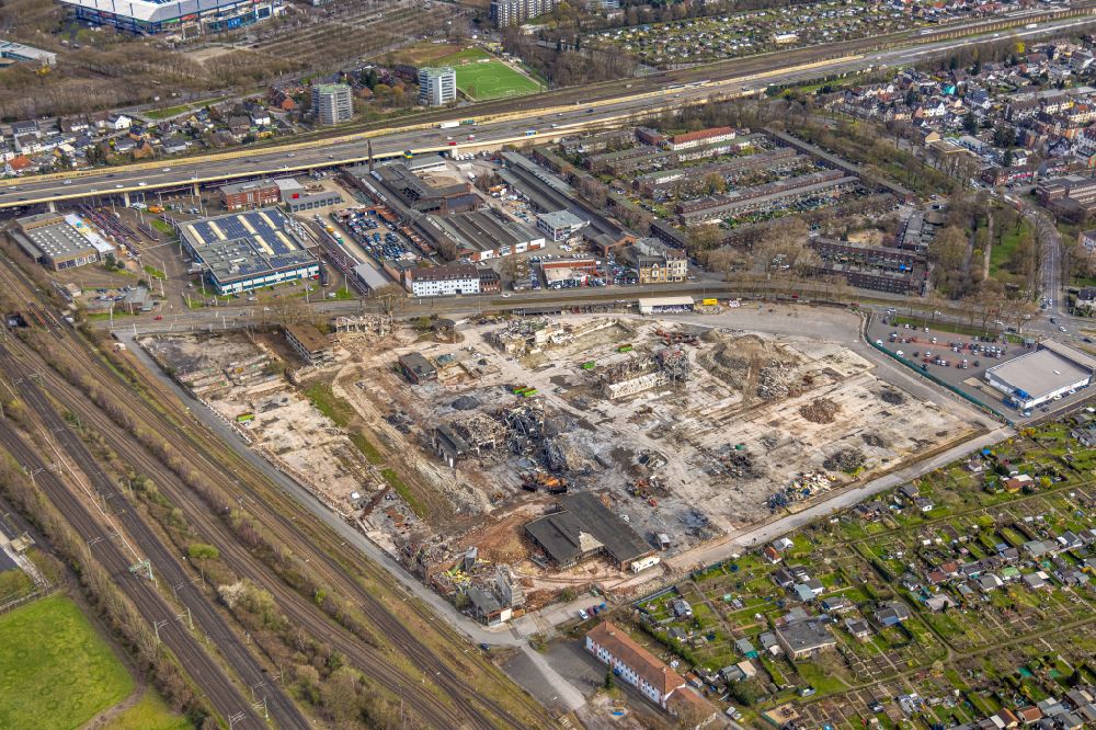 Aerial photograph Duisburg - Areas - demolition and unsealing work on former RHI Didier Werk in the district Wanheimerort in Duisburg at Ruhrgebiet in the state North Rhine-Westphalia, Germany