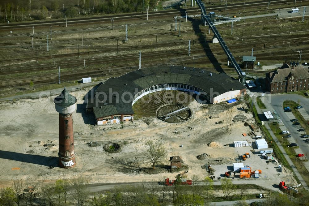 Aerial photograph Wustermark - Development area of the decommissioned and unused land and real estate on the former marshalling yard and railway station of Deutsche Bahn Elstal in the district Elstal in Wustermark in the state Brandenburg, Germany