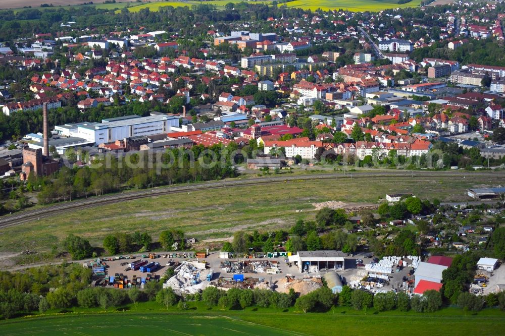 Aerial image Mühlhausen - Development area of the decommissioned and unused land and real estate on the former marshalling yard and railway station of Deutsche Bahn in the district Goermar in Muehlhausen in the state Thuringia, Germany
