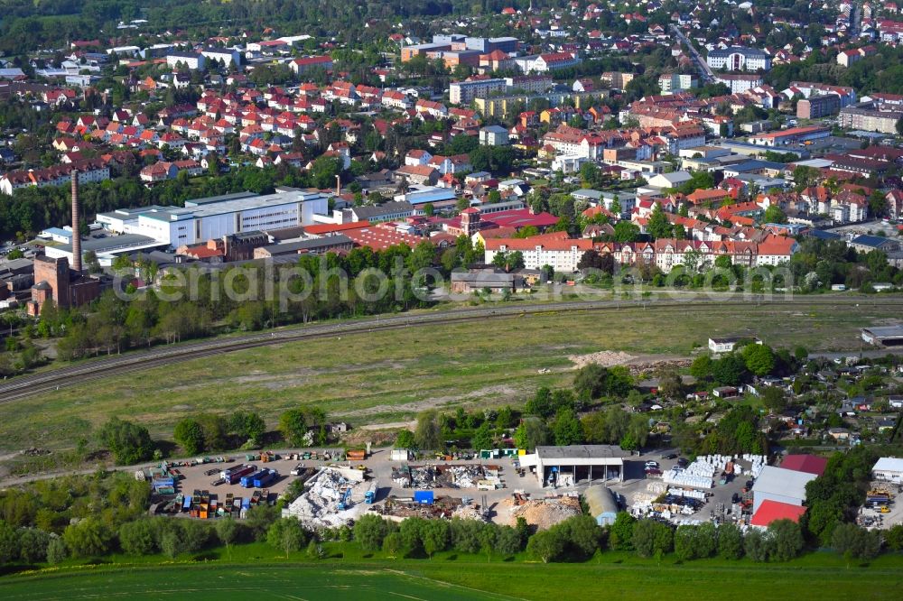 Aerial photograph Mühlhausen - Development area of the decommissioned and unused land and real estate on the former marshalling yard and railway station of Deutsche Bahn in the district Goermar in Muehlhausen in the state Thuringia, Germany