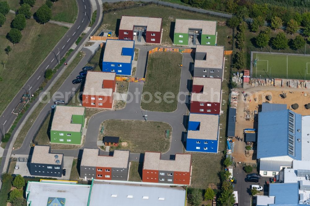Leipzig from above - Refugee - buildings on Braunstrasse in the district Schoenefeld in Leipzig in the state Saxony, Germany