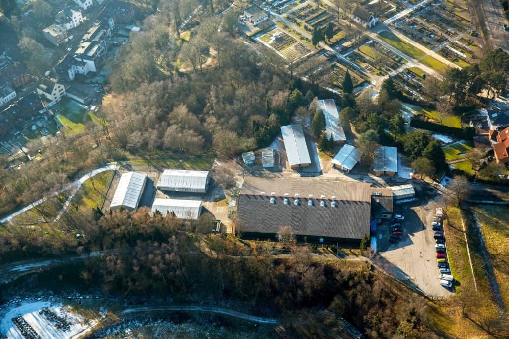 Aerial photograph Mülheim an der Ruhr - Refugee - buildings on Gelaende von Tennis and Minigolf Broich on Holzstrasse in Muelheim on the Ruhr in the state North Rhine-Westphalia, Germany