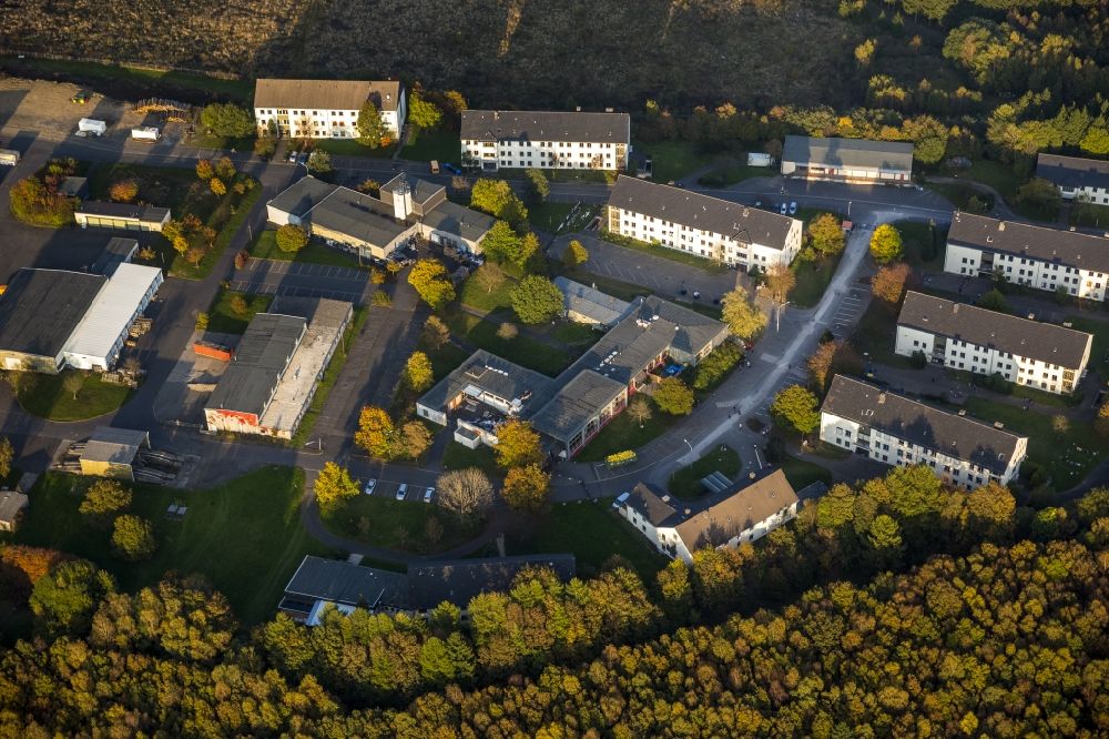 Aerial image Burbach - View of an emergency accommodation for refugees in Burbach in the state North Rhine-Westphalia