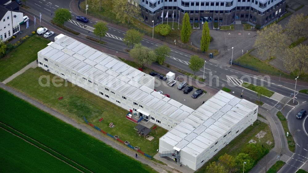 Bonn from the bird's eye view: Refugee accommodation in container construction in Buschdorf in the state North Rhine-Westphalia, Germany