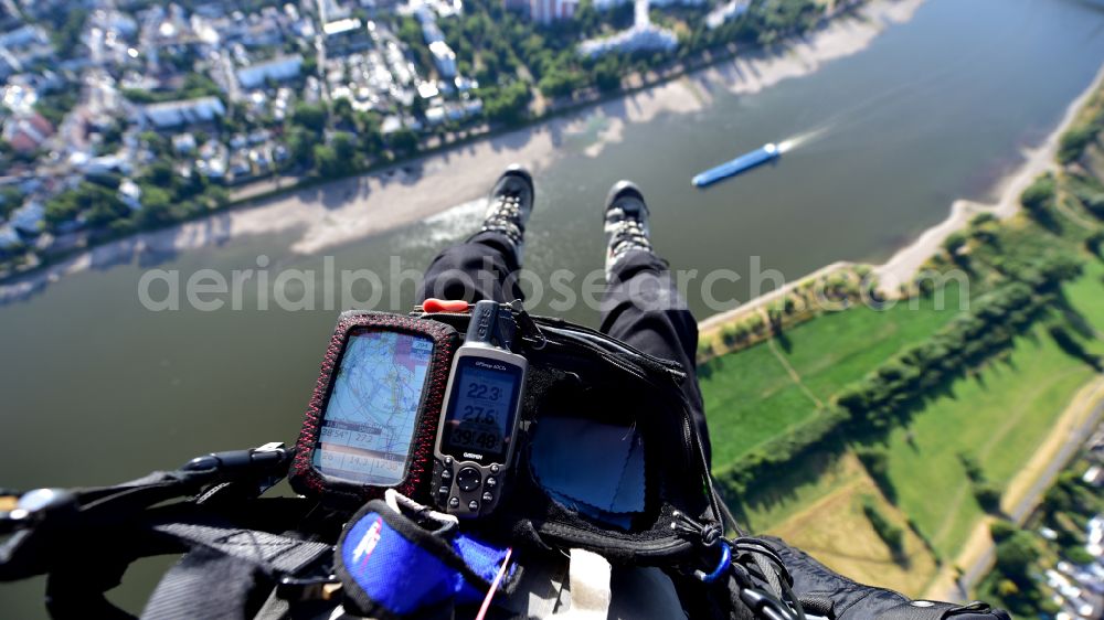 Aerial image Bonn - Flight over the Rhine from the perspective of a motor paraglider in the state North Rhine-Westphalia, Germany