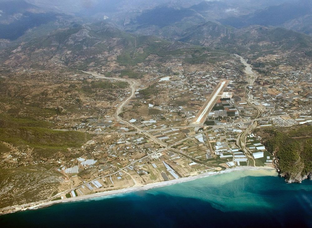 Gazipasa from the bird's eye view: View of the airport of Gazipasa in Turkey, which is considered relief for Antalya Airport