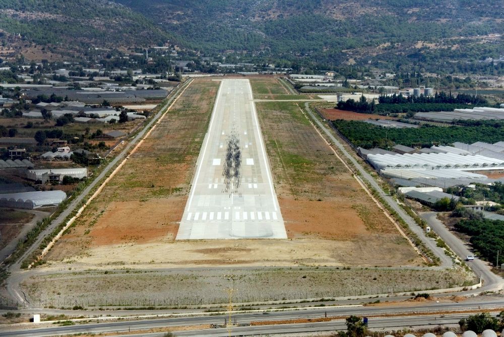 Aerial image Gazipasa - View of the airport of Gazipasa in Turkey, which is considered relief for Antalya Airport