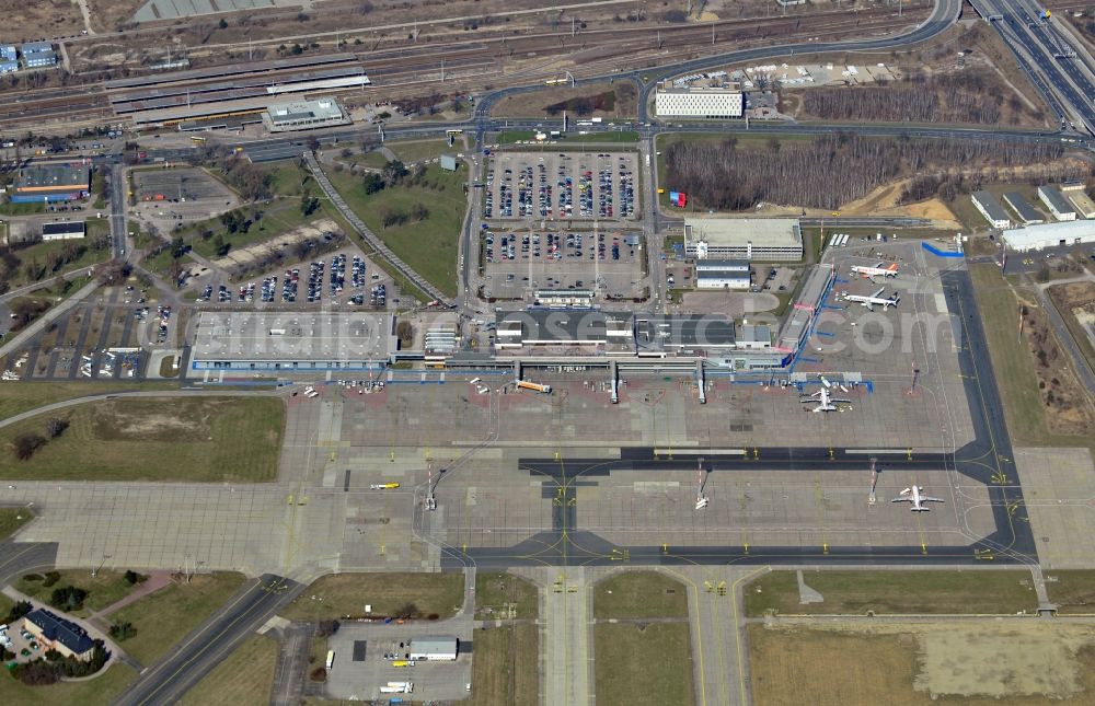 Berlin from the bird's eye view: View of the Berlin Schönefeld Airport in Berlin. This airport is on of the two international commercial airports in the metropolitan region Berlin