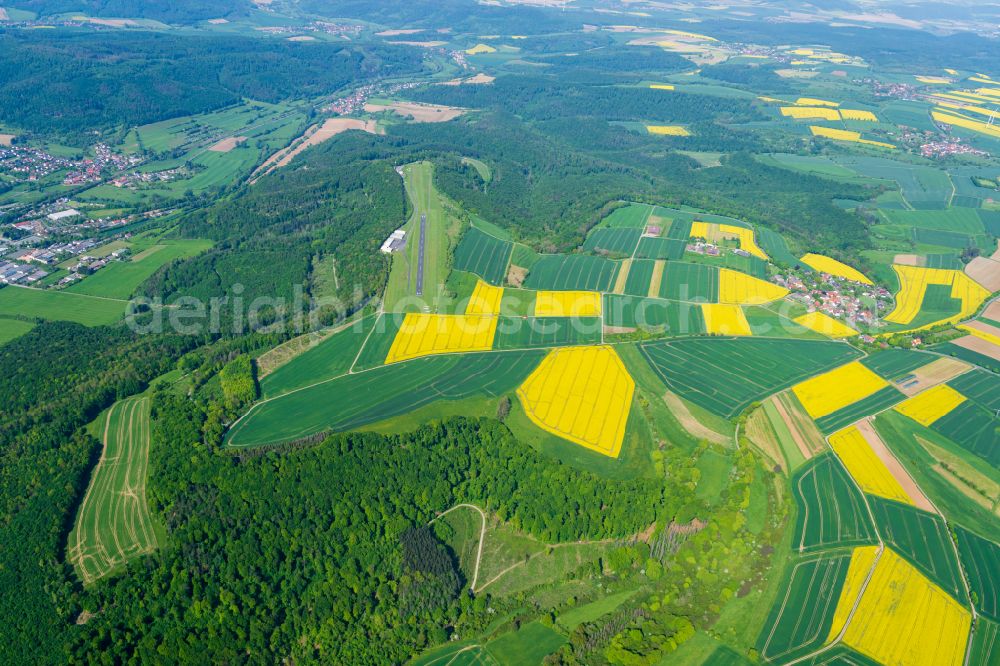 Bad Pyrmont from above - Runway with tarmac terrain of airfield in Bad Pyrmont in the state Lower Saxony, Germany