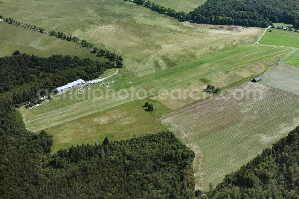 Aerial image Eichstätt - Runway with tarmac terrain of airfield Eichstaett EDPE in Eichstaett in the state Bavaria, Germany
