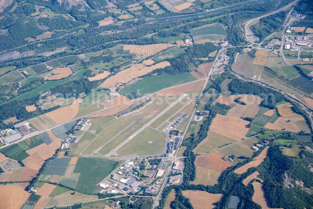 Aerial image Tallard - Runway with tarmac terrain of airfield Gap in Tallard in Provence-Alpes-Cote d'Azur, France