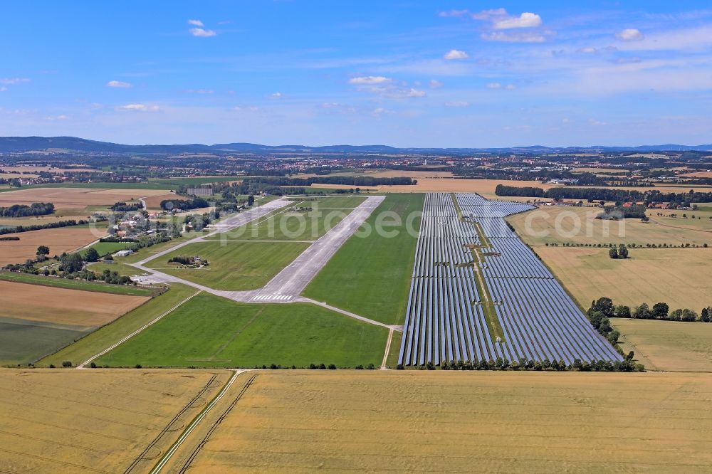 Aerial photograph Kubschütz - Runway with tarmac terrain of airfield Bautzen in Kubschuetz in the state Saxony, Germany
