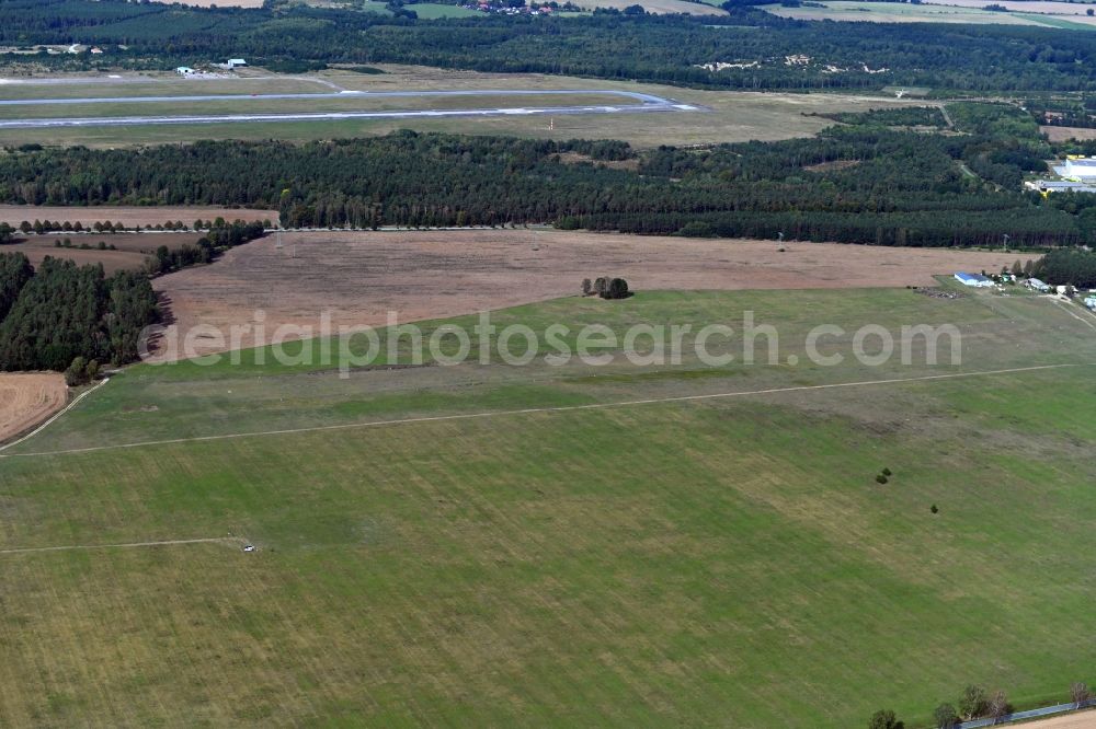Aerial image Parchim - Runway with tarmac terrain of airfield in the district Slate in Parchim in the state Mecklenburg - Western Pomerania, Germany