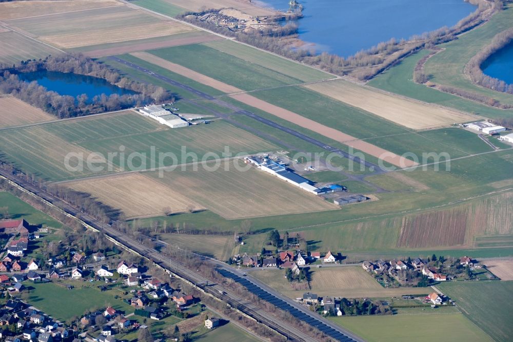 Aerial photograph Porta Westfalica - Runway with tarmac terrain of airfield Porta-Westfalica in Porta Westfalica in the state North Rhine-Westphalia, Germany