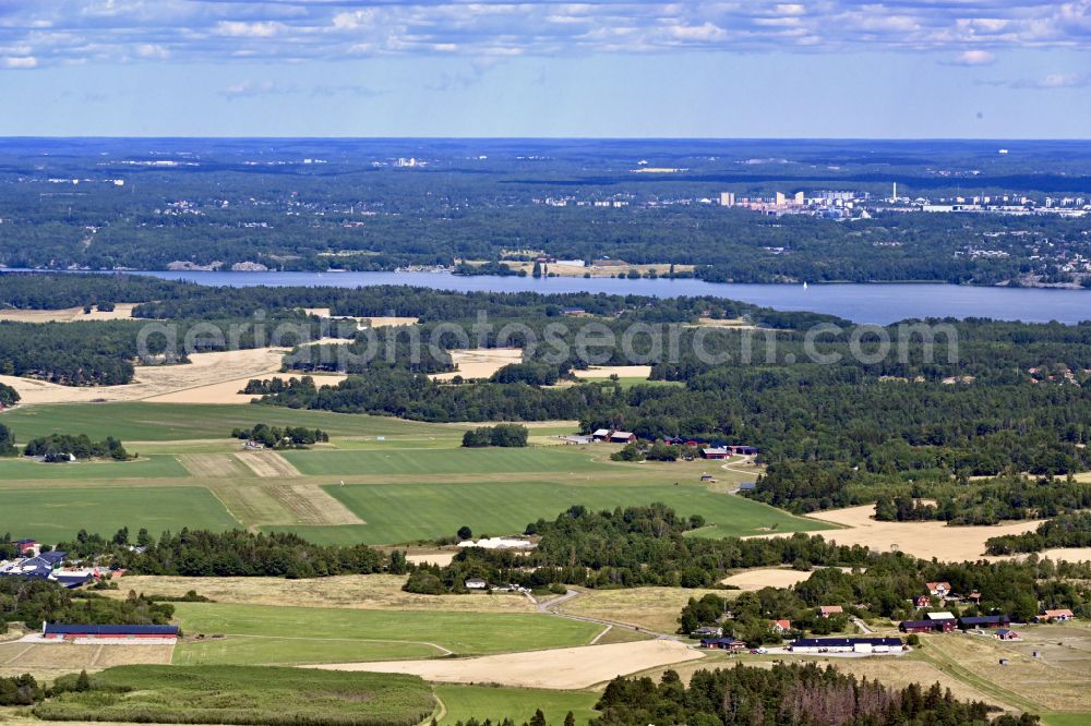 Aerial image Stockholm - Runway with tarmac terrain of airfield Ska-Edeby in the district Ska-Edeby in Stockholms laen, Sweden