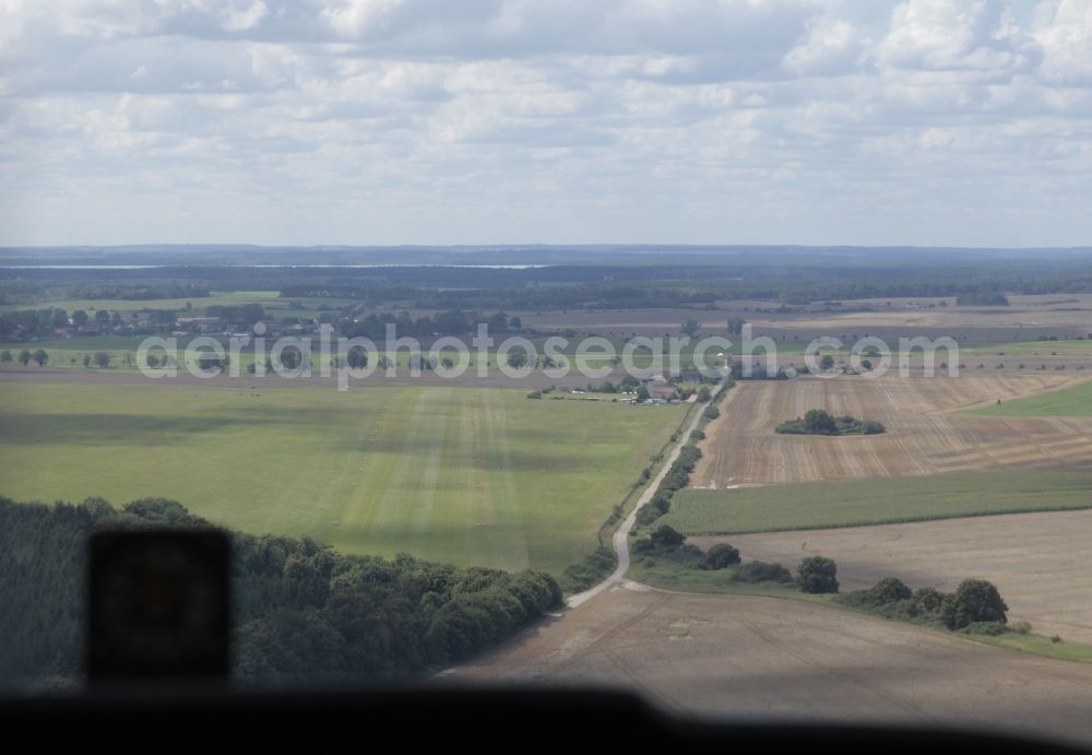 Aerial image Waren - Runway with tarmac terrain of airfield Vielist in Waren in the state Mecklenburg - Western Pomerania