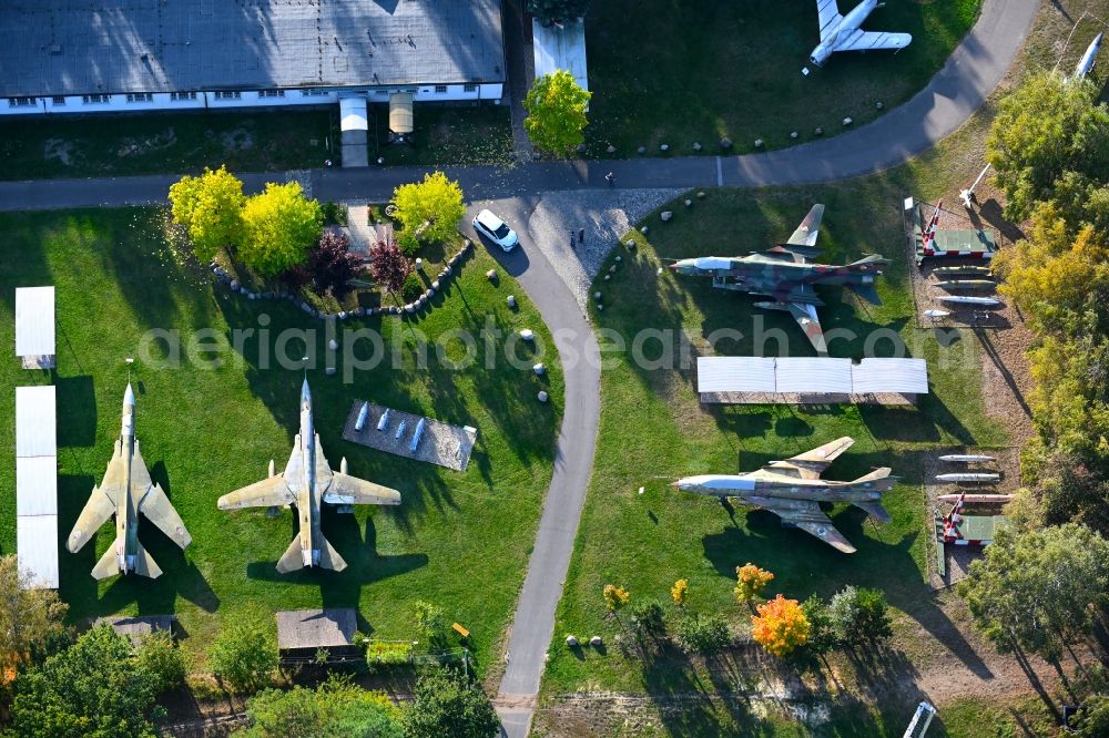 Aerial photograph Cottbus - View of the Airfield Museum on the site of the former airfield Cottbus. Covering an area with military aircrafts, agricultural aircraft and helicopters and also air traffic control and vehicle technology from the history of aviation are shown