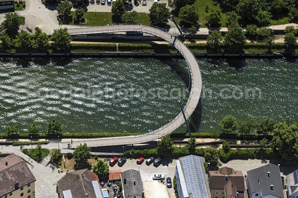 Aerial image Kelheim - River - bridge construction Kelheim footbridge in Kelheim in the state Bavaria, Germany