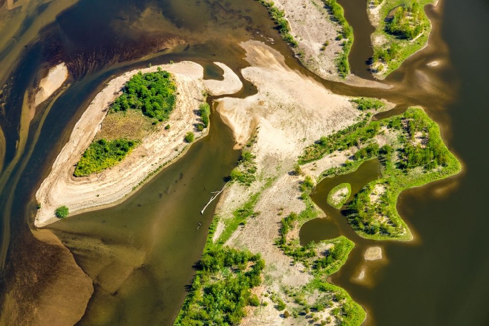 Aerial photograph Wesel - River delta and river mouth of the Lippe in Wesel in the state North Rhine-Westphalia, Germany