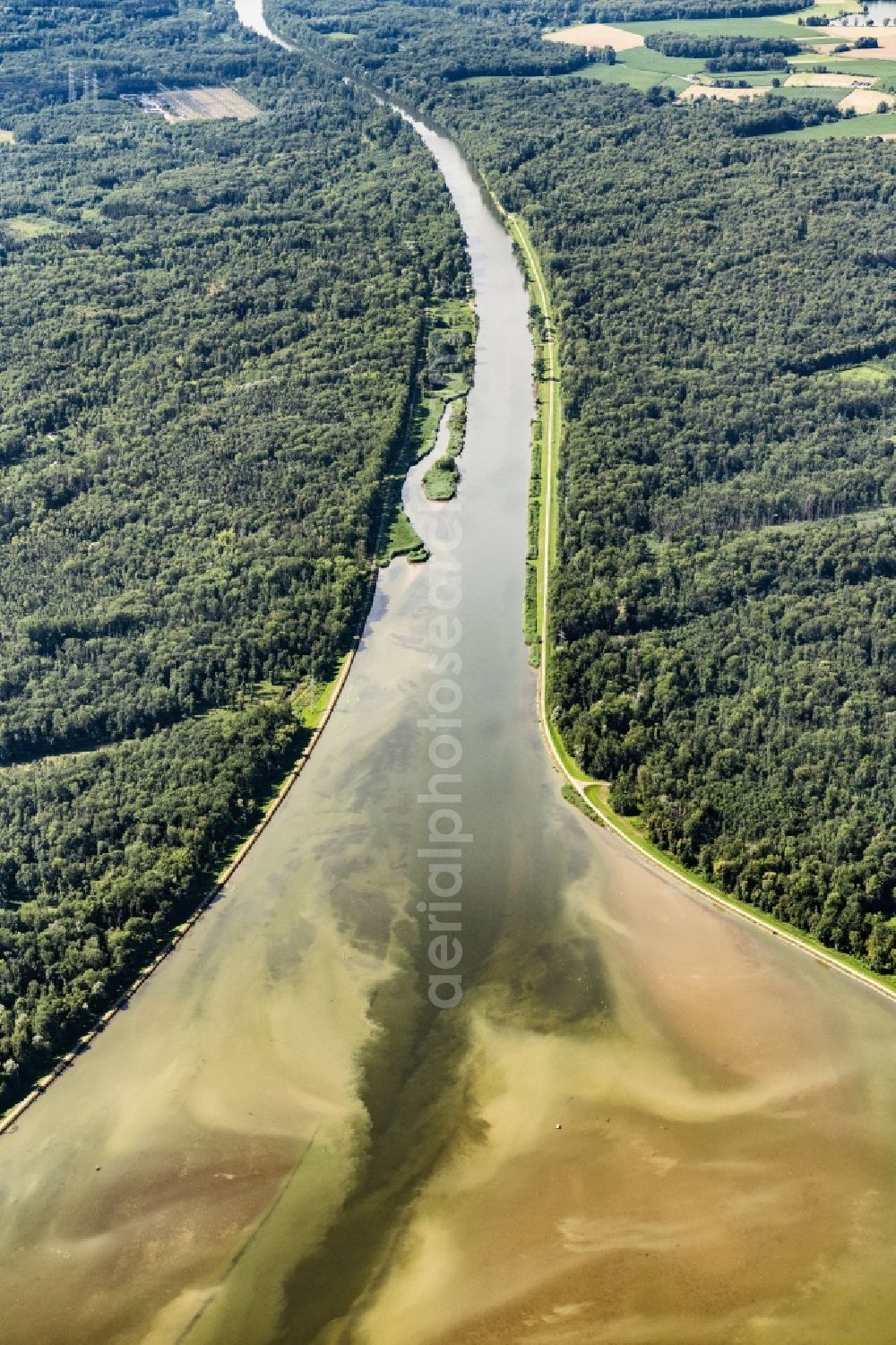 Aerial photograph Lauingen - River Delta and estuary of the river Danube in Lauingen in the state Bavaria, Germany