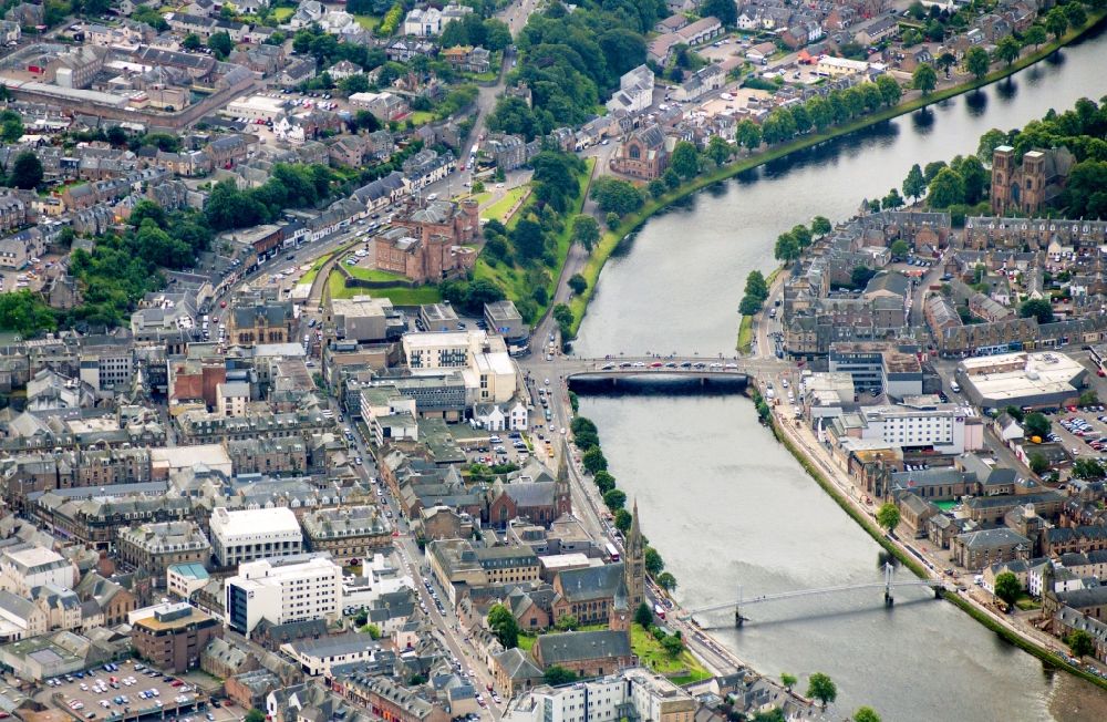 Aerial photograph Inverness - View of the river Ness in Inverness in the district of Highland in Scotland