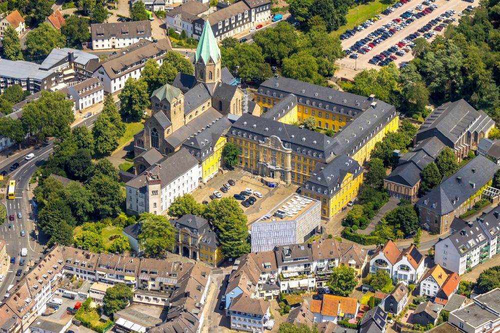 Essen from the bird's eye view: View of the Folkwang University of Arts in the district of Werden in Essen in the state of North Rhine-Westphalia