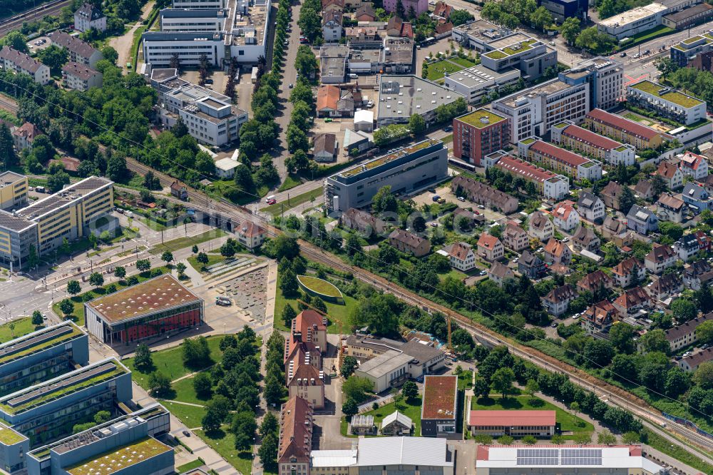 Freiburg im Breisgau from the bird's eye view: Research building and office complex Im Bereich of Berliner Allee in Freiburg im Breisgau in the state Baden-Wuerttemberg, Germany