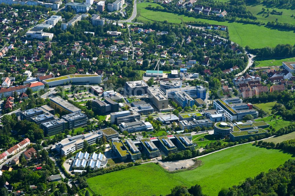 Jena from above - Research building and office complex of Beutenberg-Campus Jena e.V. on street Winzerlaer Strasse in the district Ammerbach in Jena in the state Thuringia, Germany