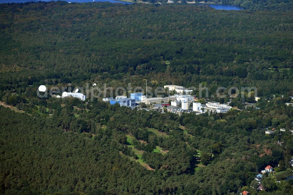 Aerial photograph Berlin - Research building and office complex Helmholtz-Zentrum Berlin on Hahn-Meitner-Platz in the district Wannsee in Berlin, Germany