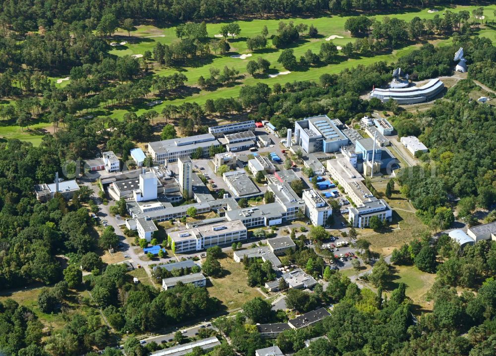 Aerial image Berlin - Research building and office complex Helmholtz-Zentrum Berlin on Hahn-Meitner-Platz in the district Wannsee in Berlin, Germany