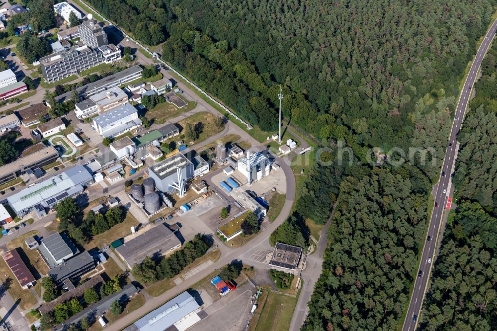 Eggenstein-Leopoldshafen from the bird's eye view: Research building and office complex of Karlsruhe Institute of Technology Campus Nord with Institut fuer Produktionstechnik, ITEP in Eggenstein-Leopoldshafen in the state Baden-Wurttemberg, Germany