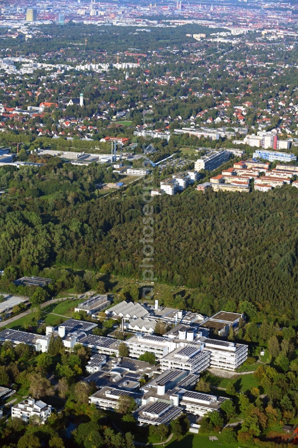 Aerial photograph Planegg - Research building and office complex Am Klopferspitz in the district Martinsried in Planegg in the state Bavaria, Germany