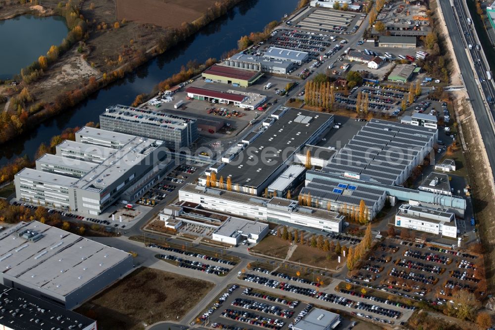 Aerial photograph Forchheim - Research building and office complex of the medical technology company Siemens Healthineers on Siemensstrasse in Forchheim in the state Bavaria, Germany