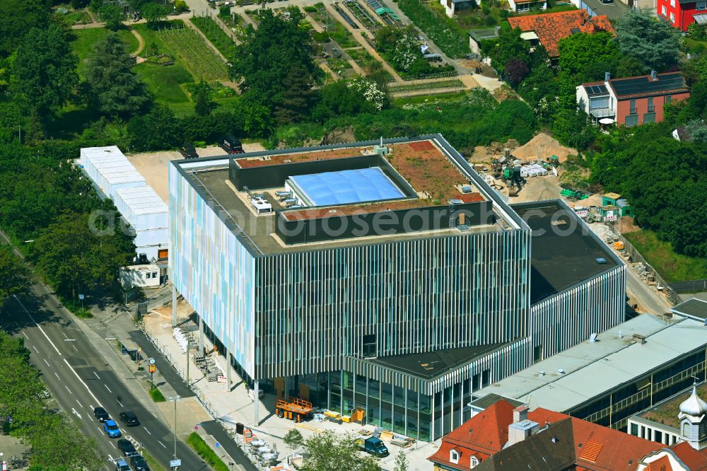Karlsruhe from the bird's eye view: Construction site for the new building of a research building and office complex InformatiKOM on Karlsruher Instituts fuer Technologie (KIT) in the district Oststadt in Karlsruhe in the state Baden-Wuerttemberg, Germany