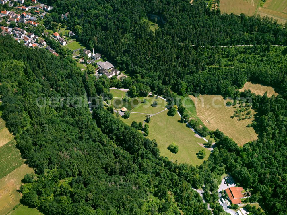Bad Niedernau from the bird's eye view: Forest areas in in Bad Niedernau in the state Baden-Wuerttemberg, Germany