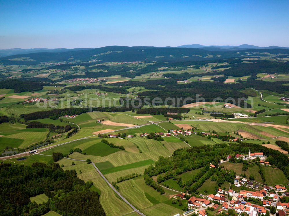 Aerial photograph Hinterwollaberg - Forest areas in in Hinterwollaberg in the state Bavaria, Germany