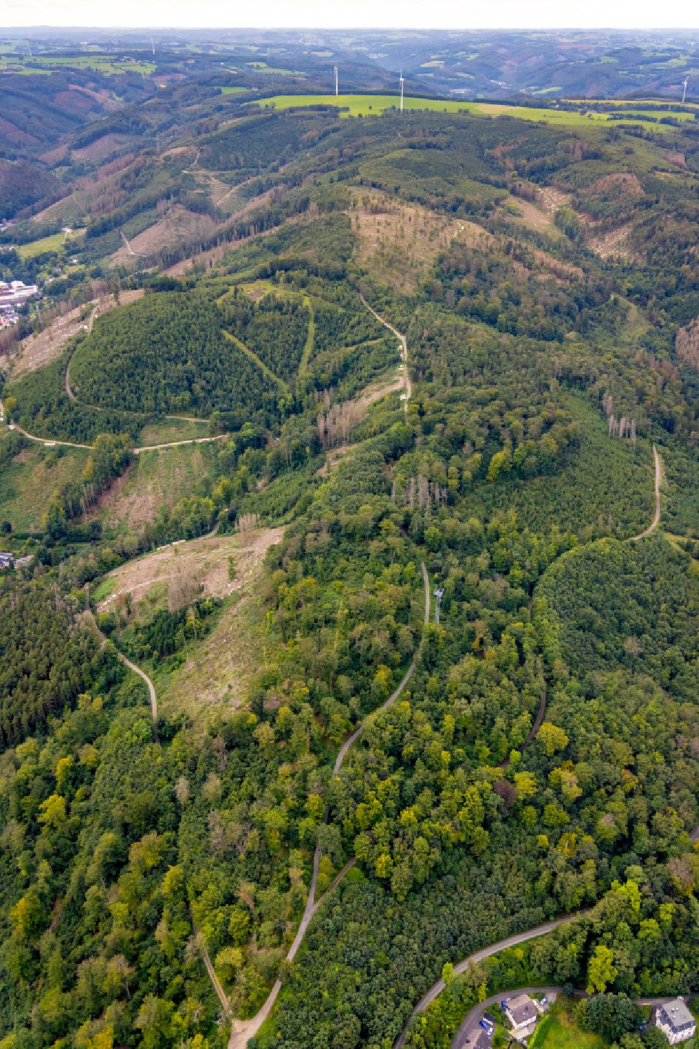 Aerial image Hohenlimburg - Forest areas in in Hohenlimburg at Ruhrgebiet in the state North Rhine-Westphalia, Germany