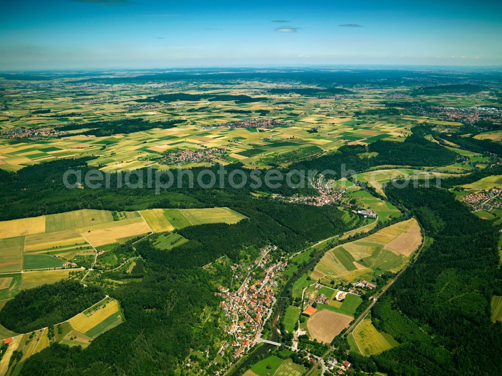 Neustetten from above - Forest areas in in Neustetten in the state Baden-Wuerttemberg, Germany