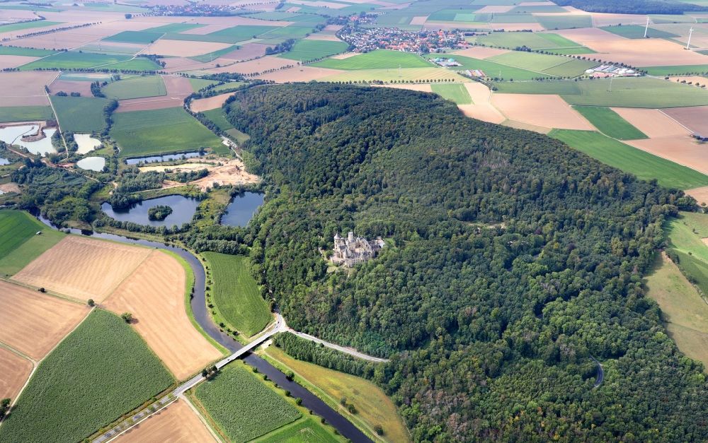 Pattensen from above - Forest areas in in Pattensen in the state Lower Saxony, Germany