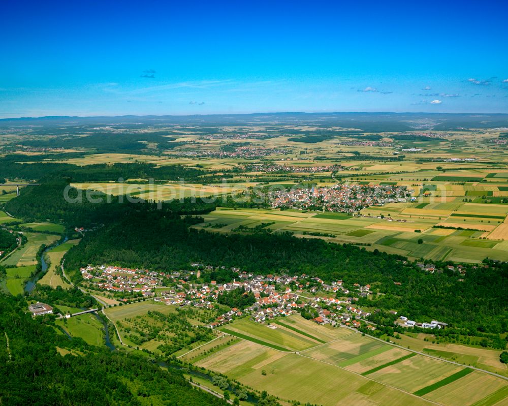 Starzach from above - Forest areas in in Starzach in the state Baden-Wuerttemberg, Germany
