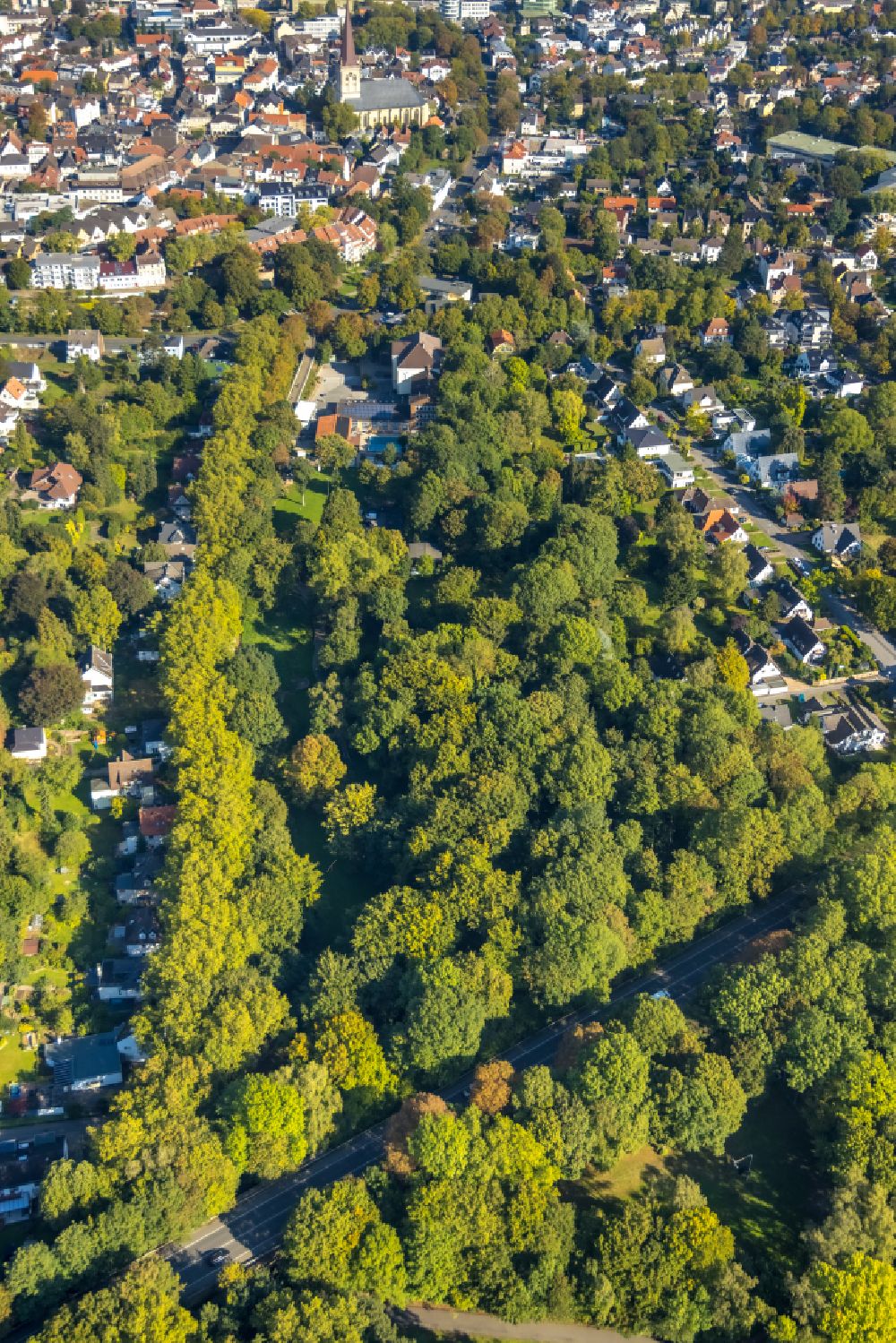 Aerial photograph Unna - Forest areas in a forest area on Bornekampstrasse in Unna in the Ruhr area in the state of North Rhine-Westphalia, Germany