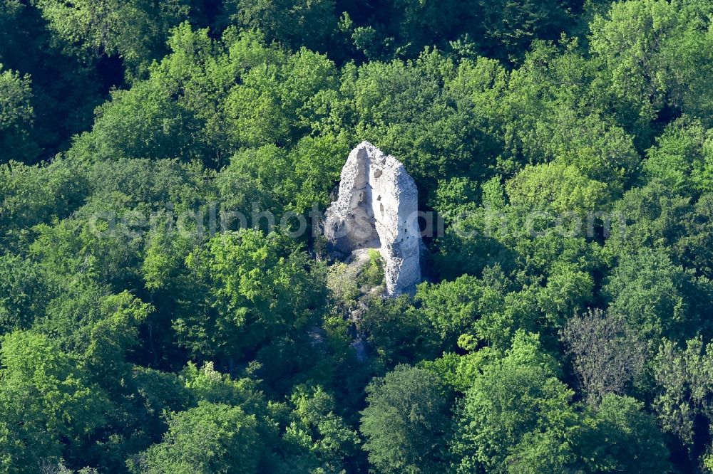 Varpalota from the bird's eye view: Fragments of the fortress Castle of brave stone in Varpalota in Wesprim, Hungary