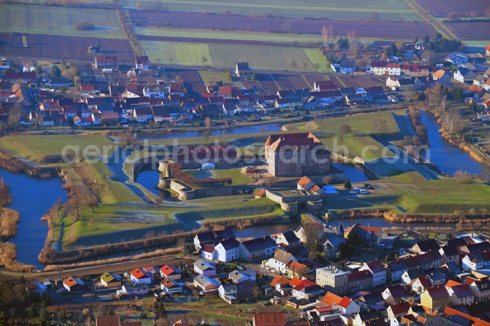Heldrungen from the bird's eye view: Fragments of the fortress in Heldrungen in the state Thuringia, Germany
