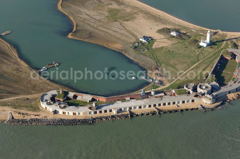 Aerial photograph Milford on Sea - Fragments of the fortress Hurst Castle in Milford on Sea in England, United Kingdom