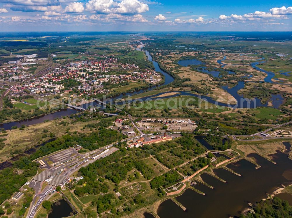 Küstrin Kostrzyn nad Odra from above - Fragments of the fortress in Kuestrin Kostrzyn on Oder river in Lubuskie Lebus, Poland
